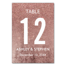 Girly Modern Roos Gouden Glitter Folie Tafelnummer