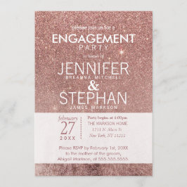 Girly Modern Roos Gouden Glitter Folie Verloving Kaart