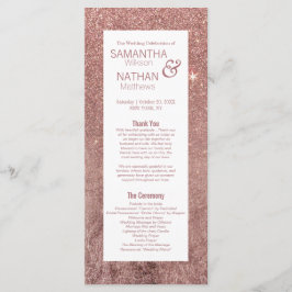 Girly Modern Roos Gouden Glitter Trouwprogramma's Programmakaart