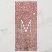 Girly Modern Roos Gouden Glitter Trouwprogramma's Programmakaart (Achterkant)