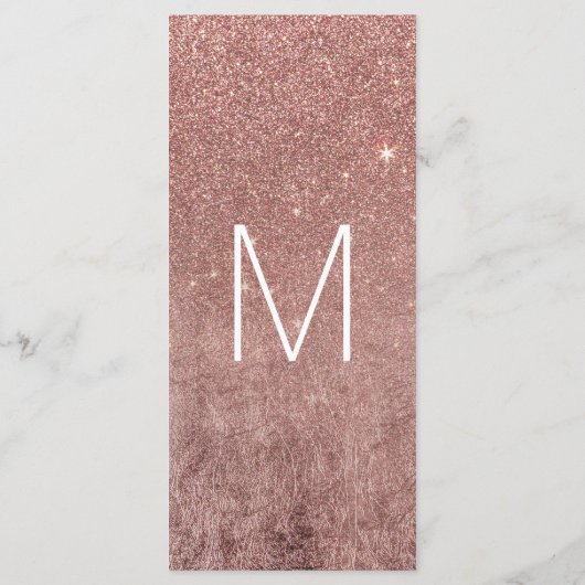 Girly Modern Roos Gouden Glitter Trouwprogramma's Programmakaart (Achterkant)