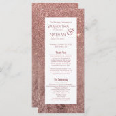 Girly Modern Roos Gouden Glitter Trouwprogramma's Programmakaart (Voorkant / Achterkant)