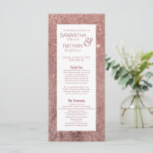 Girly Modern Roos Gouden Glitter Trouwprogramma's Programmakaart (Staand voorkant)