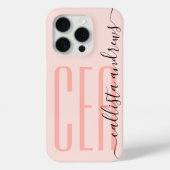 Girly Modern Roze Monogram Initialen Naam Case-Mate iPhone Case (Achterkant)
