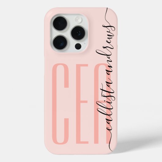 Girly Modern Roze Monogram Initialen Naam Case-Mate iPhone Case (Achterkant)