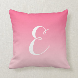 Girly Modern Roze Ombre Custom Monogram Kussen