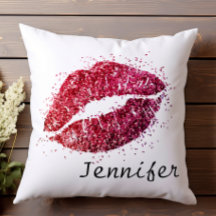 Girly Modern Roze Rood Glitter Kiss Lips