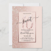 Girly Modern Roze Rose Goud Glitter Ombre Sweet 16 Kaart (Voorkant)