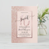 Girly Modern Roze Rose Goud Glitter Ombre Sweet 16 Kaart (Staand voorkant)