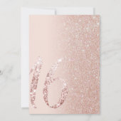Girly Modern Roze Rose Goud Glitter Ombre Sweet 16 Kaart (Achterkant)