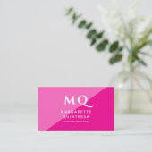 Girly Modern Roze Vrouwelijke Chic Monogram QR Cod Visitekaartje (Staand voorkant)