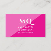 Girly Modern Roze Vrouwelijke Chic Monogram QR Cod Visitekaartje (Voorkant)