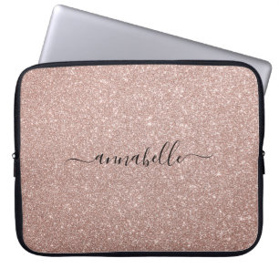 Girly Modern script roze Rose Gold Glitter Sparkle Laptop Sleeve