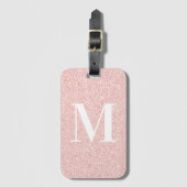 Girly Modern Serif Monogrammed Roos Gold Glitter Bagagelabel (Voorkant (verticaal))