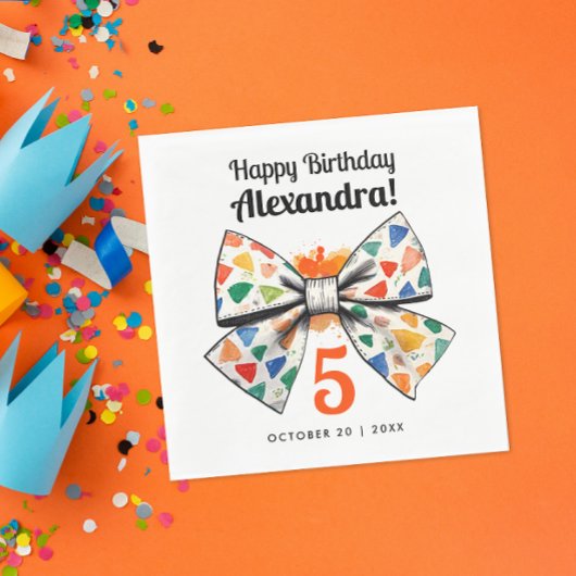 Girly Modern Sinaasappel Kleurrijke Boog Naam Wate Servet