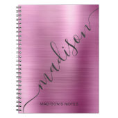 Girly Modern Soft Pink Metal Monogram Handtekening Notitieboek (Voorkant)