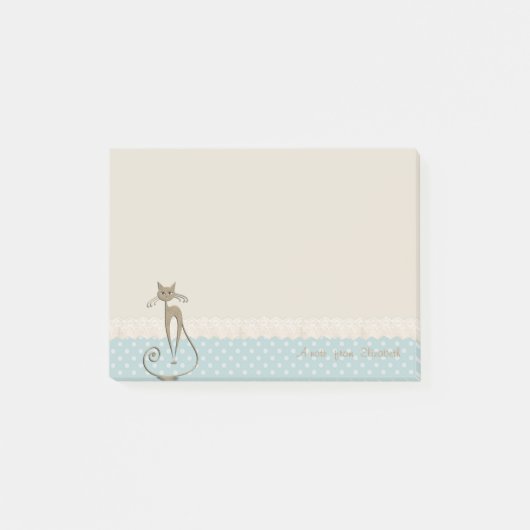 Girly Modern, Stippen, Nep Gouden Glitterende Kat Post-it® Notes (Voorkant)