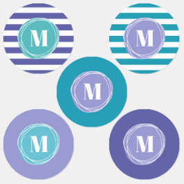 Girly Modern Stripes Monogram Labels
