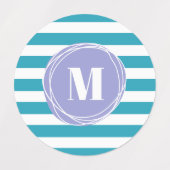 Girly Modern Stripes Monogram Labels (Design 2)