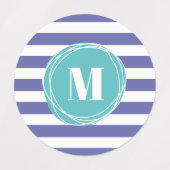 Girly Modern Stripes Monogram Labels (Design 1)