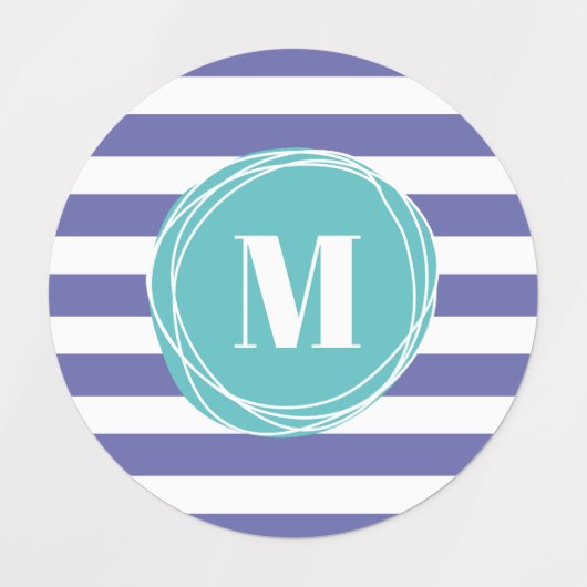 Girly Modern Stripes Monogram Labels (Design 1)