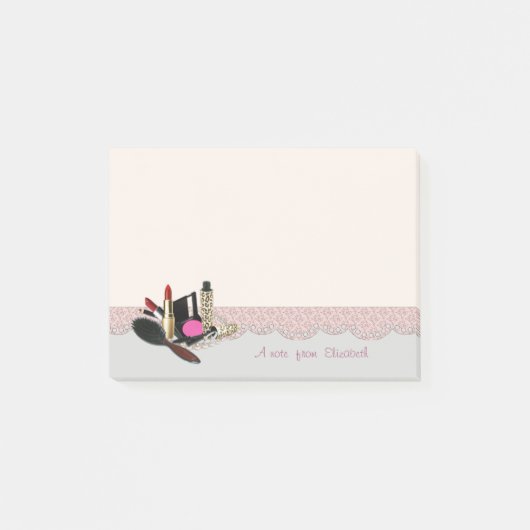 Girly Modern Trendy, Lace, Makeup Post-it® Notes (Voorkant)
