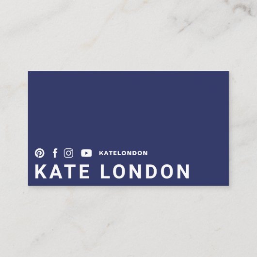 Girly Modern Trendy Online Navy Boxing Glove Club Visitekaartje (Achterkant)