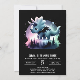Girly Modern Triceratops Verjaardag Kaart