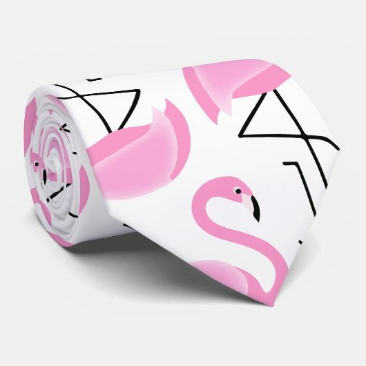 Girly Modern Tropisch Roze Flamingo patroon Stropdas (Opgerold)