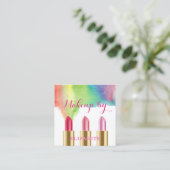 Girly Modern Waterverf Paint Splash, lipsticks Vierkante Visitekaartje (Staand voorkant)