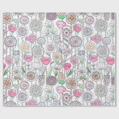 Girly Modern Whimsical Waterverf Floral Cadeaupapier (Vlak)