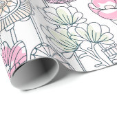 Girly Modern Whimsical Waterverf Floral Cadeaupapier (Rol Hoek)