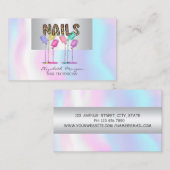 Girly moderne professionele nagellak holografisch visitekaartje (Voorkant / Achterkant)