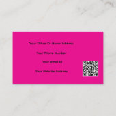 Girly Moderne QR Code Kalligrafie Hot Pink Trendy Visitekaartje (Achterkant)