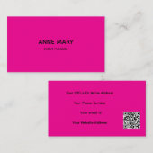 Girly Moderne QR Code Kalligrafie Hot Pink Trendy Visitekaartje (Voorkant / Achterkant)