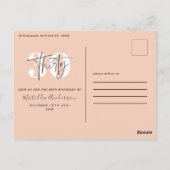 Girly moderne roze glitter typografie 30ste verjaa briefkaart (Achterkant)