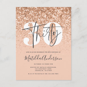 Girly moderne roze glitter typografie 30ste verjaa briefkaart