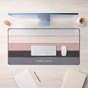 Girly moderne strepen gepersonaliseerd bureaumat