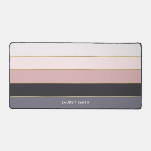 Girly moderne strepen gepersonaliseerd bureaumat (Voorkant)