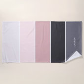 Girly moderne strepen gepersonaliseerd strandlaken (Voorkant)