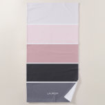 Girly moderne strepen gepersonaliseerd strandlaken<br><div class="desc">Personaliseer dit ontwerp met jouw naam,  monogram of tekst naar keuze.</div>