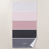 Girly moderne strepen gepersonaliseerd strandlaken (Voorkant)