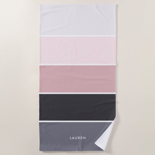 Girly moderne strepen gepersonaliseerd strandlaken (Voorkant)