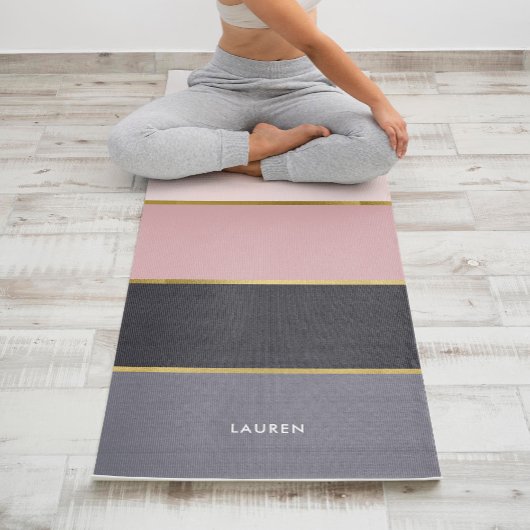 Girly moderne strepen gepersonaliseerd yogamat