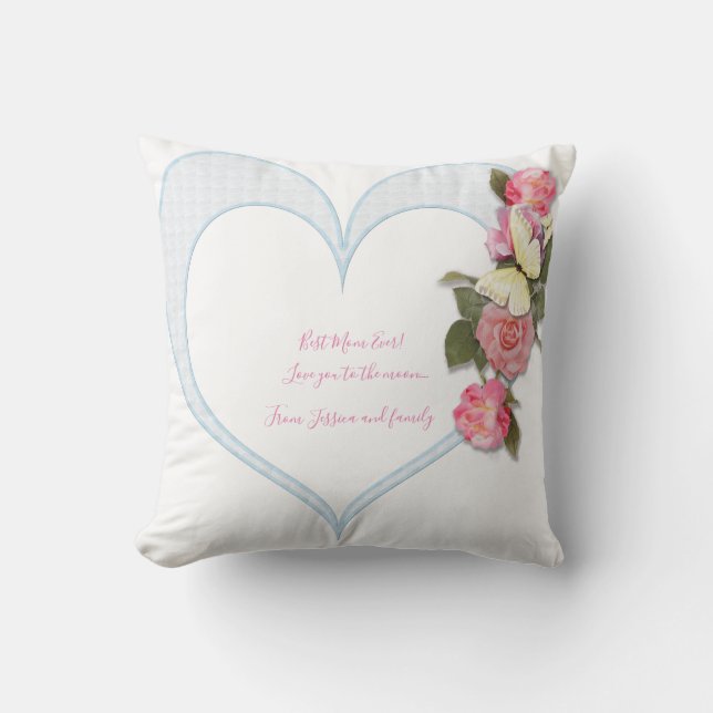 Girly Moederdag roze floral Heart Kussen (Voorkant)