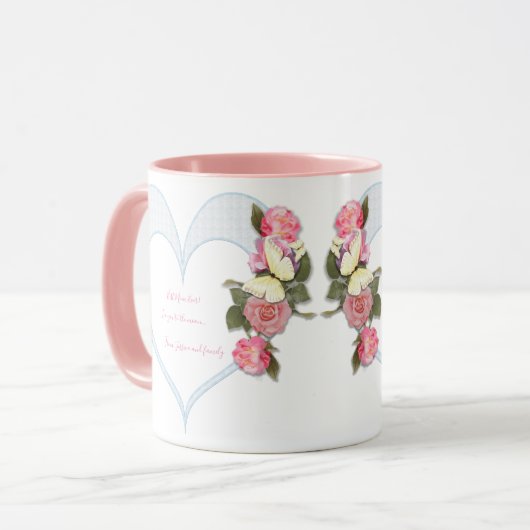 Girly Moederdag roze floral Heart Mok (Voorkant links)