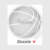 Girly Monochromatic Grijs Basketbal Speler Naam Sticker (Vel)