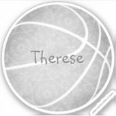 Girly Monochromatic Grijs Basketbal Speler Naam Sticker (Voorkant)