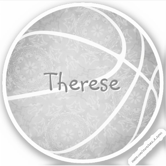 Girly Monochromatic Grijs Basketbal Speler Naam Sticker (Voorkant)