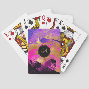 Girly monogram artistiek elegant abstract patroon pokerkaarten